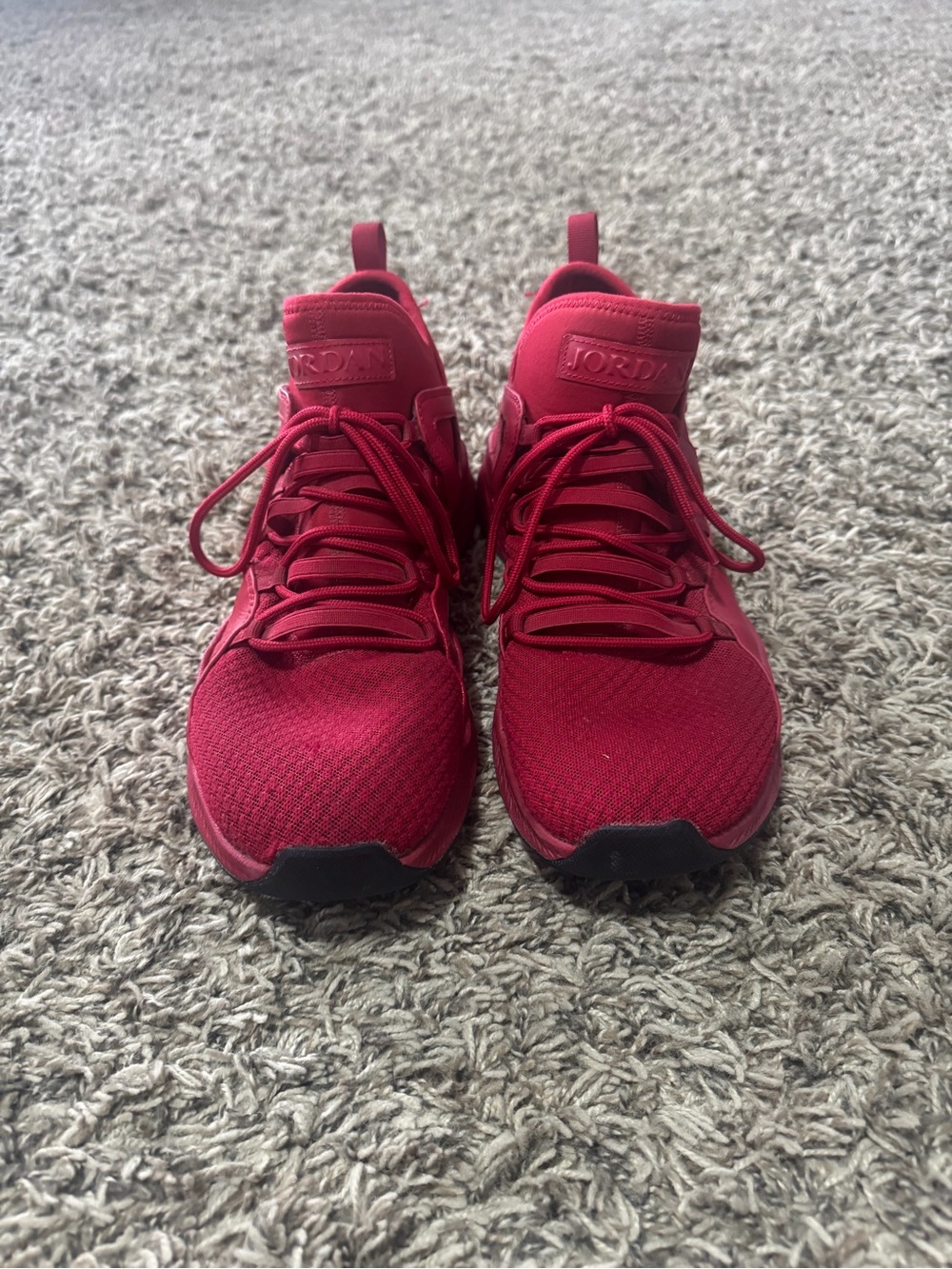 Nike Jordans Men's All-Red Athletic Sneakers with Black Outsole
